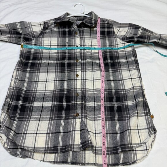 Carhartt Women’s Convertible Plaid Shirt Medium Black White EUC - Picture 10 of 12